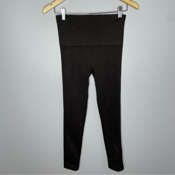 Spanx Leggings Look At Me Now Seamless Brown Black Animal Print Snake Croc - Picture 2 of 8
